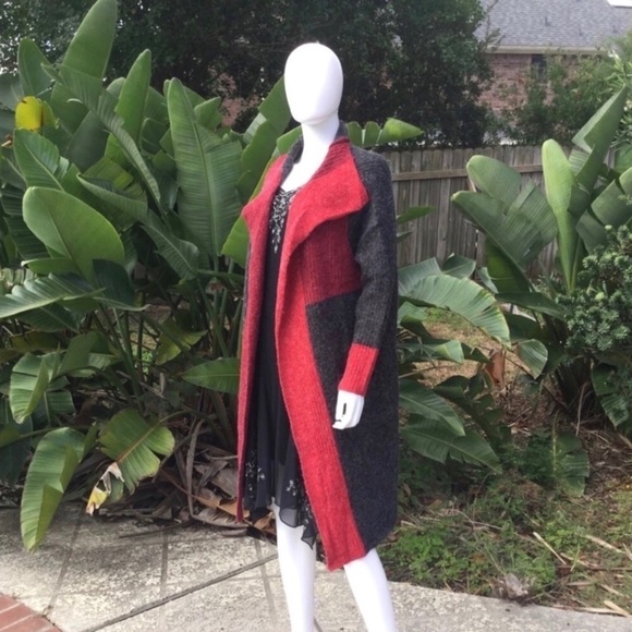 NWT Joseph A Long Open Ribbed Knit Sweater ColorBlock Cardigan - Picture 9 of 15